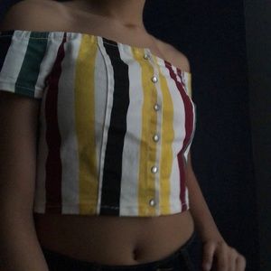 70s inspired denim crop top